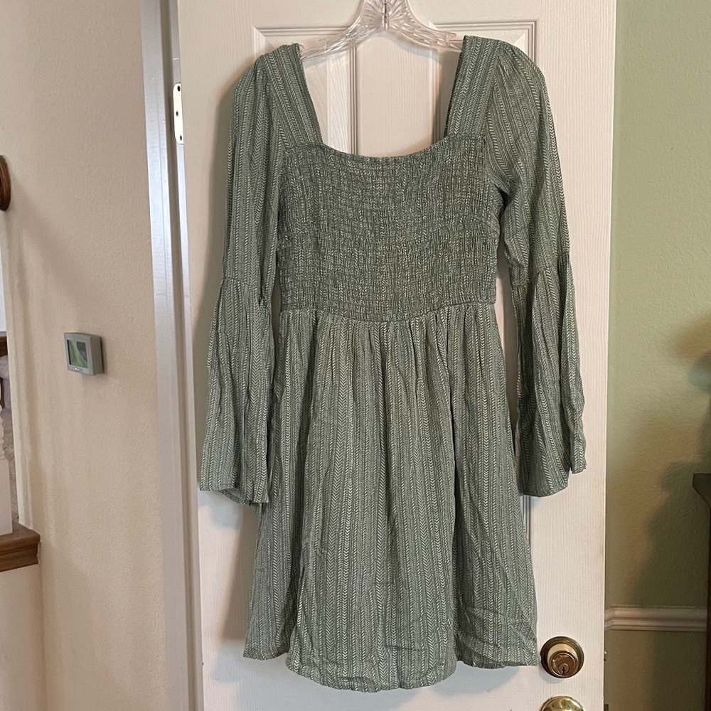 Francesca's Collection Blue Rain Green Dress Size S